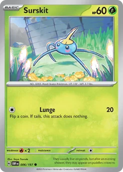 Surskit Pokemon card from Obsidian Flames, card number 6