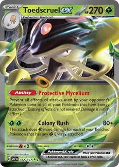 Toedscruel ex Pokemon card from Obsidian Flames, card number 22