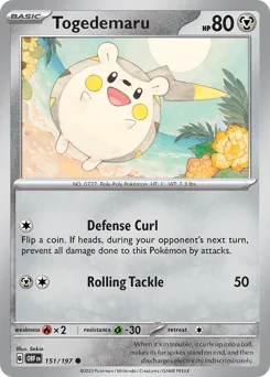 Togedemaru Pokemon card from Obsidian Flames, card number 151