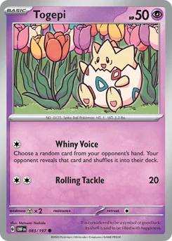 Togepi Pokemon card from Obsidian Flames, card number 83