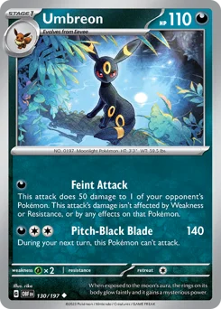 Umbreon Pokemon card from Obsidian Flames, card number 130