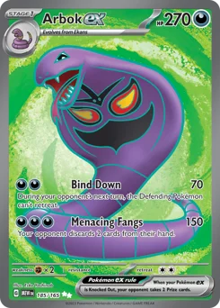 Arbok ex Pokemon card from 151, card number 185