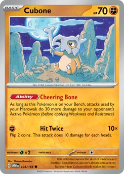 Cubone Pokemon card from 151, card number 104