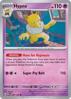 Hypno Pokemon card from 151, card number 97