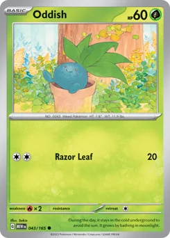 Oddish Pokemon card from 151, card number 43