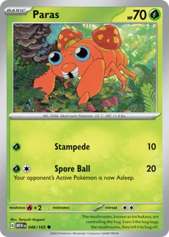 Paras Pokemon card from 151, card number 46