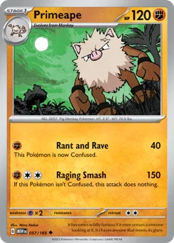 Primeape Pokemon card from 151, card number 57
