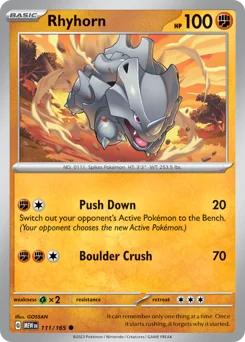 Rhyhorn Pokemon card from 151, card number 111