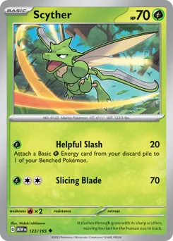 Scyther Pokemon card from 151, card number 123