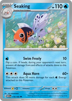 Seaking Pokemon card from 151, card number 119
