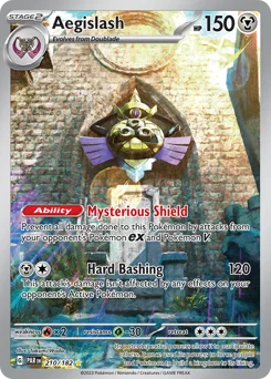 Aegislash Pokemon card from Paradox Rift, card number 210