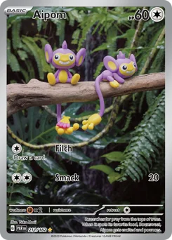 Aipom Pokemon card from Paradox Rift, card number 211