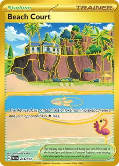 Beach Court Pokemon card from Paradox Rift, card number 263