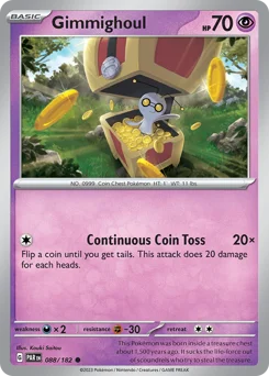 Gimmighoul Pokemon card from Paradox Rift, card number 88