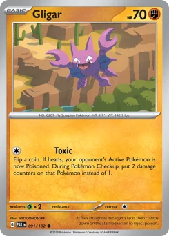 Gligar Pokemon card from Paradox Rift, card number 91