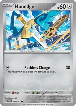 Honedge Pokemon card from Paradox Rift, card number 131