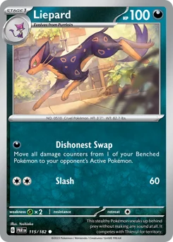Liepard Pokemon card from Paradox Rift, card number 115