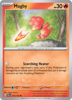 Magby Pokemon card from Paradox Rift, card number 19