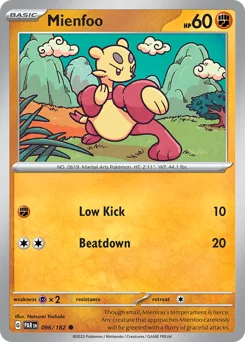 Mienfoo Pokemon card from Paradox Rift, card number 96