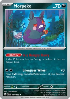 Morpeko Pokemon card from Paradox Rift, card number 121