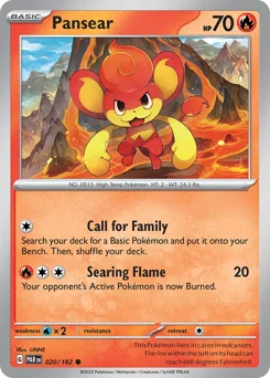 Pansear Pokemon card from Paradox Rift, card number 20