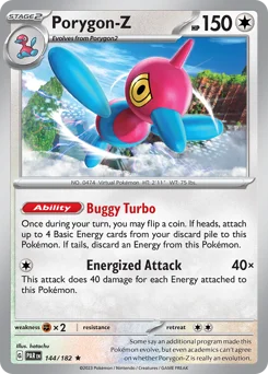 Porygon-Z Pokemon card from Paradox Rift, card number 144