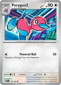 Porygon2 Pokemon card from Paradox Rift, card number 143