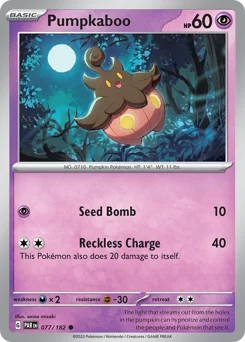 Pumpkaboo Pokemon card from Paradox Rift, card number 77