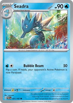 Seadra Pokemon card from Paradox Rift, card number 31