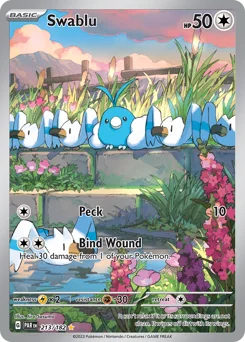 Swablu Pokemon card from Paradox Rift, card number 213