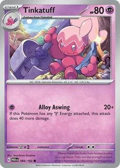 Tinkatuff Pokemon card from Paradox Rift, card number 84