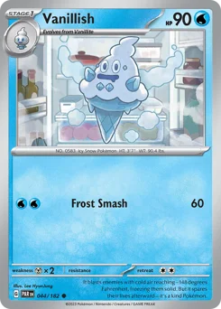 Vanillish Pokemon card from Paradox Rift, card number 44