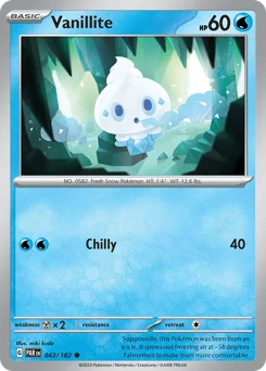 Vanillite Pokemon card from Paradox Rift, card number 43