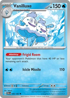 Vanilluxe Pokemon card from Paradox Rift, card number 45