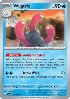 Wugtrio Pokemon card from Paradox Rift, card number 53