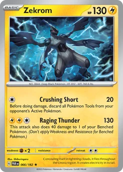 Zekrom Pokemon card from Paradox Rift, card number 66
