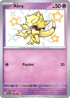 Abra Pokemon card from Paldean Fates, card number 148