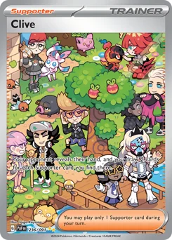 Clive Pokemon card from Paldean Fates, card number 236