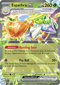 Espathra ex Pokemon card from Paldean Fates, card number 6