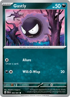 Gastly Pokemon card from Paldean Fates, card number 55