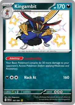 Kingambit Pokemon card from Paldean Fates, card number 187