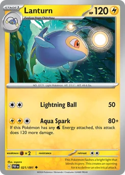 Lanturn Pokemon card from Paldean Fates, card number 21