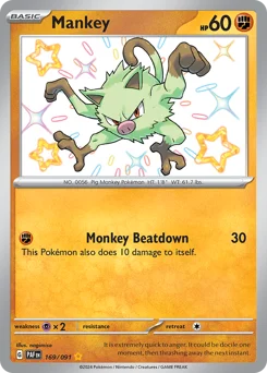 Mankey Pokemon card from Paldean Fates, card number 169