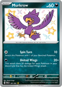 Murkrow Pokemon card from Paldean Fates, card number 181