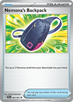 Nemona's Backpack Pokemon card from Paldean Fates, card number 83