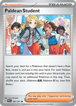 Paldean Student Pokemon card from Paldean Fates, card number 85