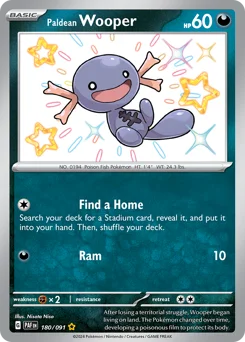 Paldean Wooper Pokemon card from Paldean Fates, card number 180