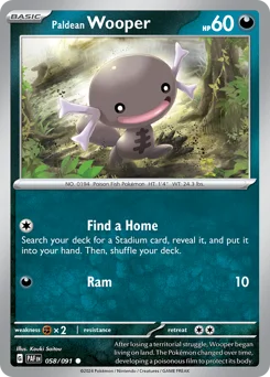 Paldean Wooper Pokemon card from Paldean Fates, card number 58