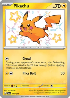 Pikachu Pokemon card from Paldean Fates, card number 131