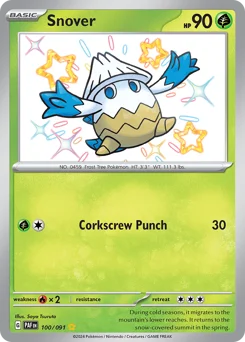 Snover Pokemon card from Paldean Fates, card number 100